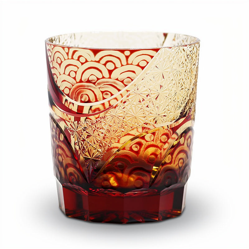 Ruby Overlay Whiskey Glass