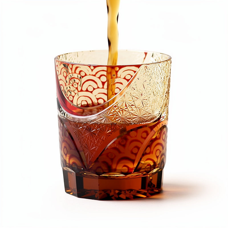 Ruby Overlay Whiskey Glass
