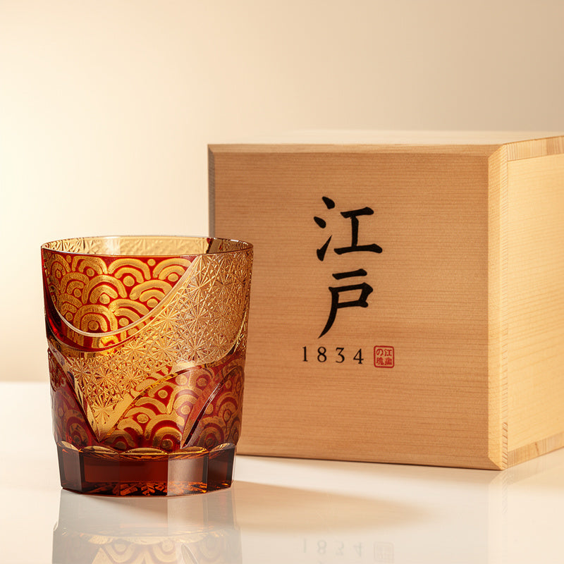 Ruby Overlay Whiskey Glass