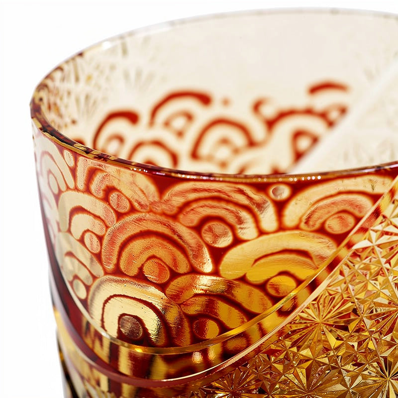 Ruby Overlay Whiskey Glass