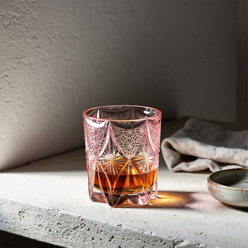Ruby Star Field Whiskey Glass