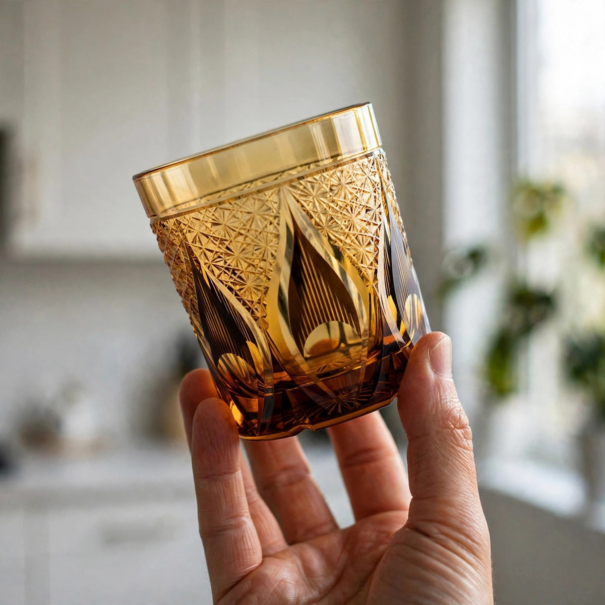 Smoke Candlelight Whisky Glass, hand held proof of use