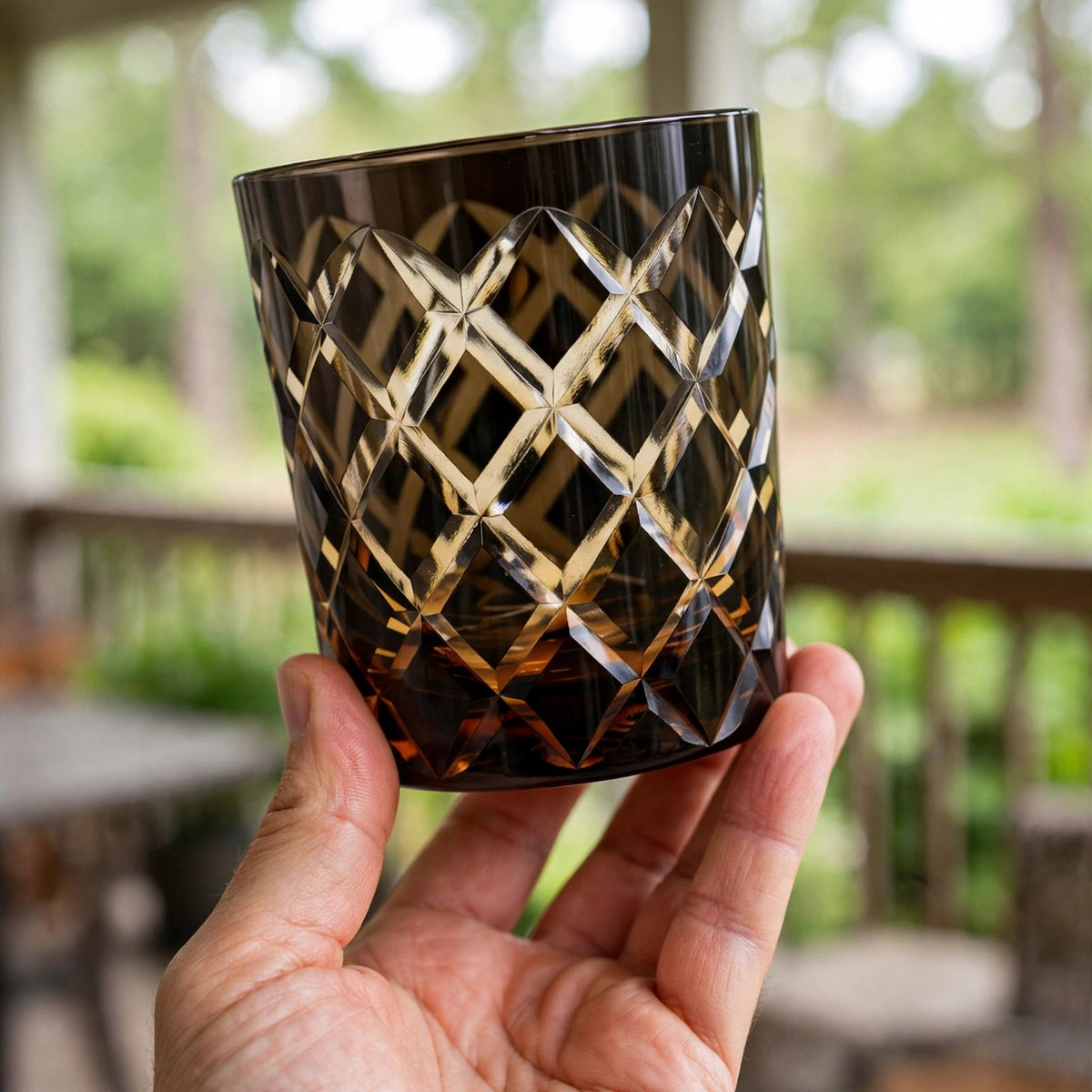 Smoke Deep Whisky Glass, hand held proof of use